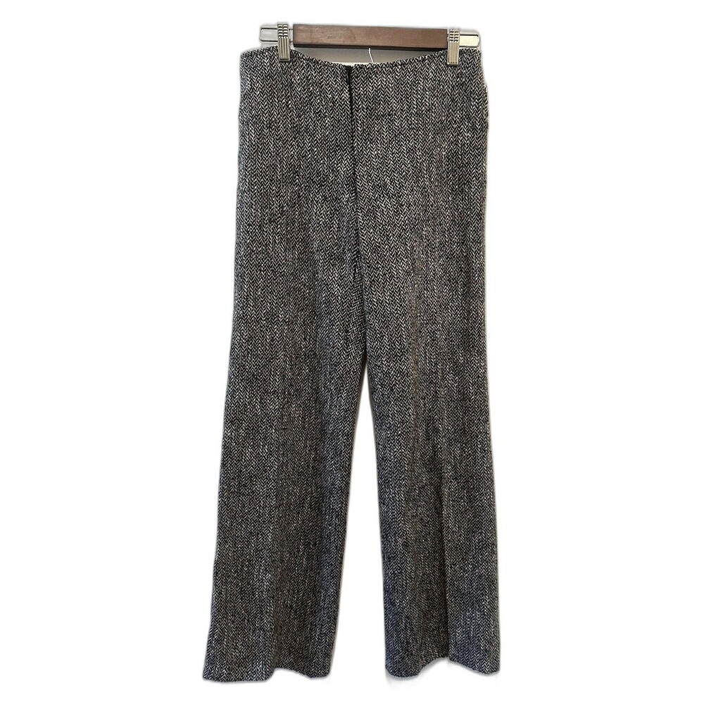Laundry by Shelli Segal Wool Mohair Blend Tweed Pants Gray Herringbone Size 4